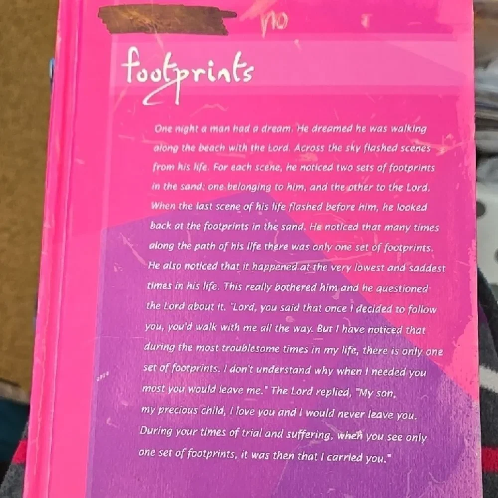 Footprints journal hardcover Inspiration Book jot notes pink and colorful pages